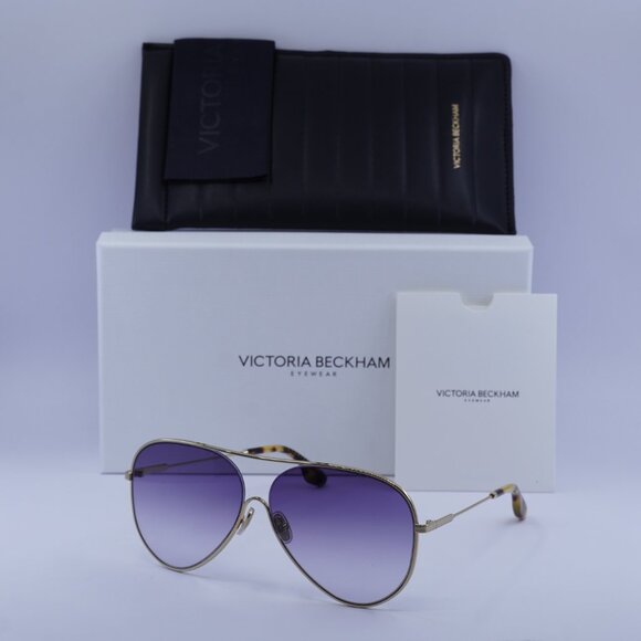 Victoria Beckham VB133S 710 Aviator Sunglasses – Gold/Purple Gradient - Picture 1 of 12